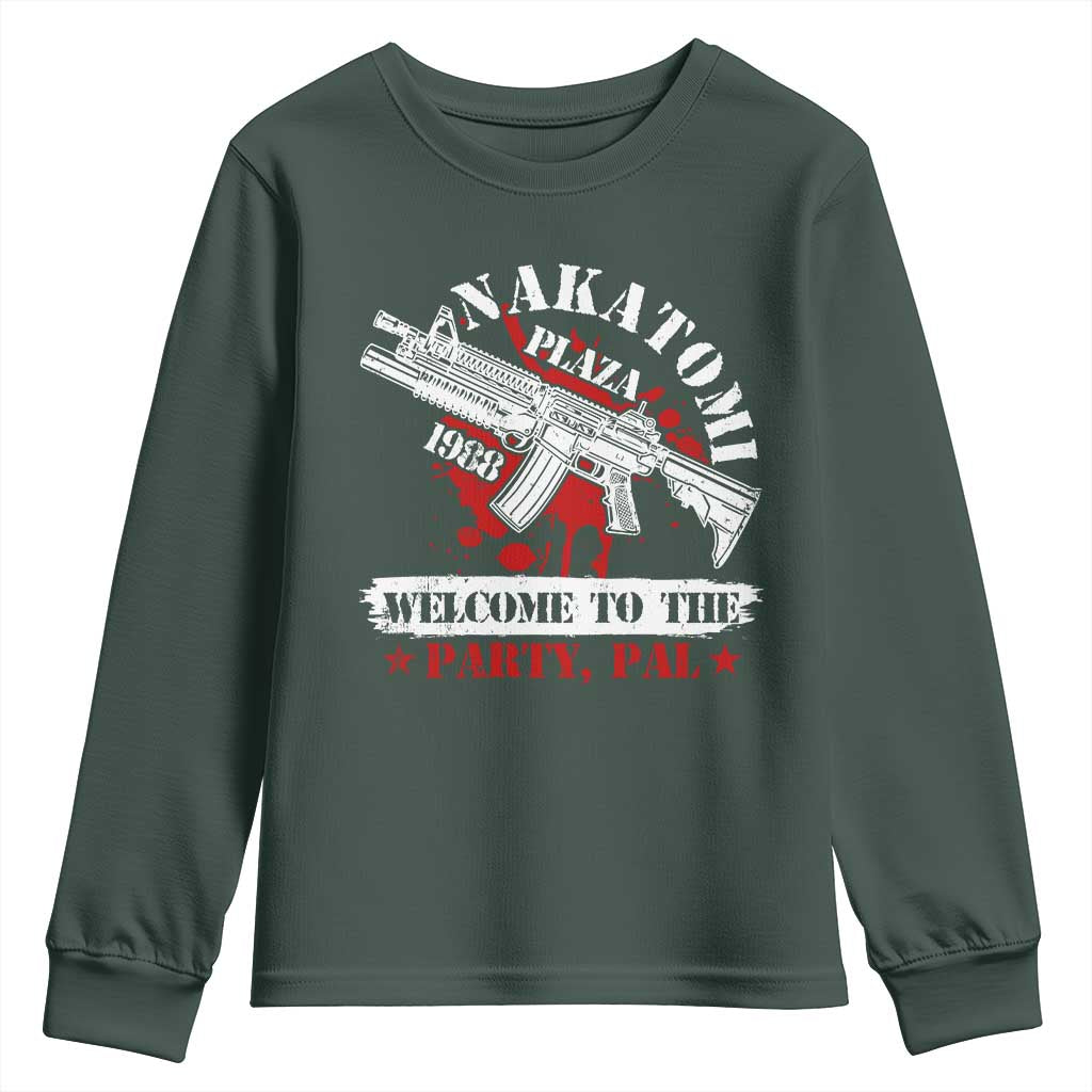 Christmas Nakatomi Plaza 1988 Youth Sweatshirt Welcome To The Party Pal TS09 Dark Forest Green Print Your Wear