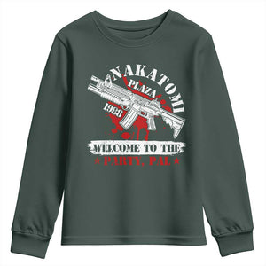 Christmas Nakatomi Plaza 1988 Youth Sweatshirt Welcome To The Party Pal TS09 Dark Forest Green Print Your Wear