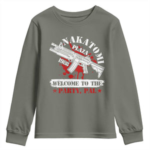 Christmas Nakatomi Plaza 1988 Youth Sweatshirt Welcome To The Party Pal TS09 Military Green Print Your Wear