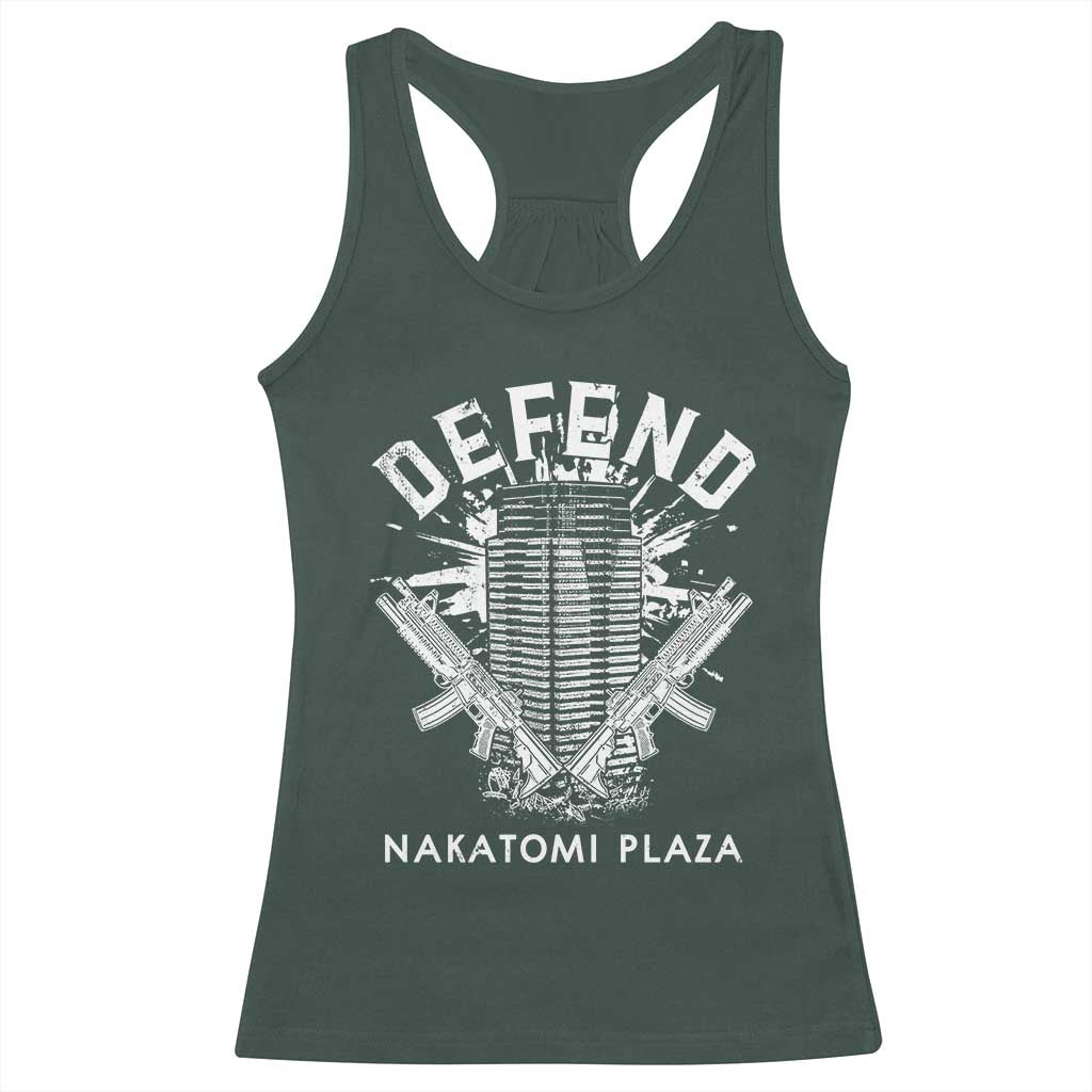 Defend Nakatomi Plaza Funny Christmas Racerback Tank Top TS09 Dark Forest Green Print Your Wear
