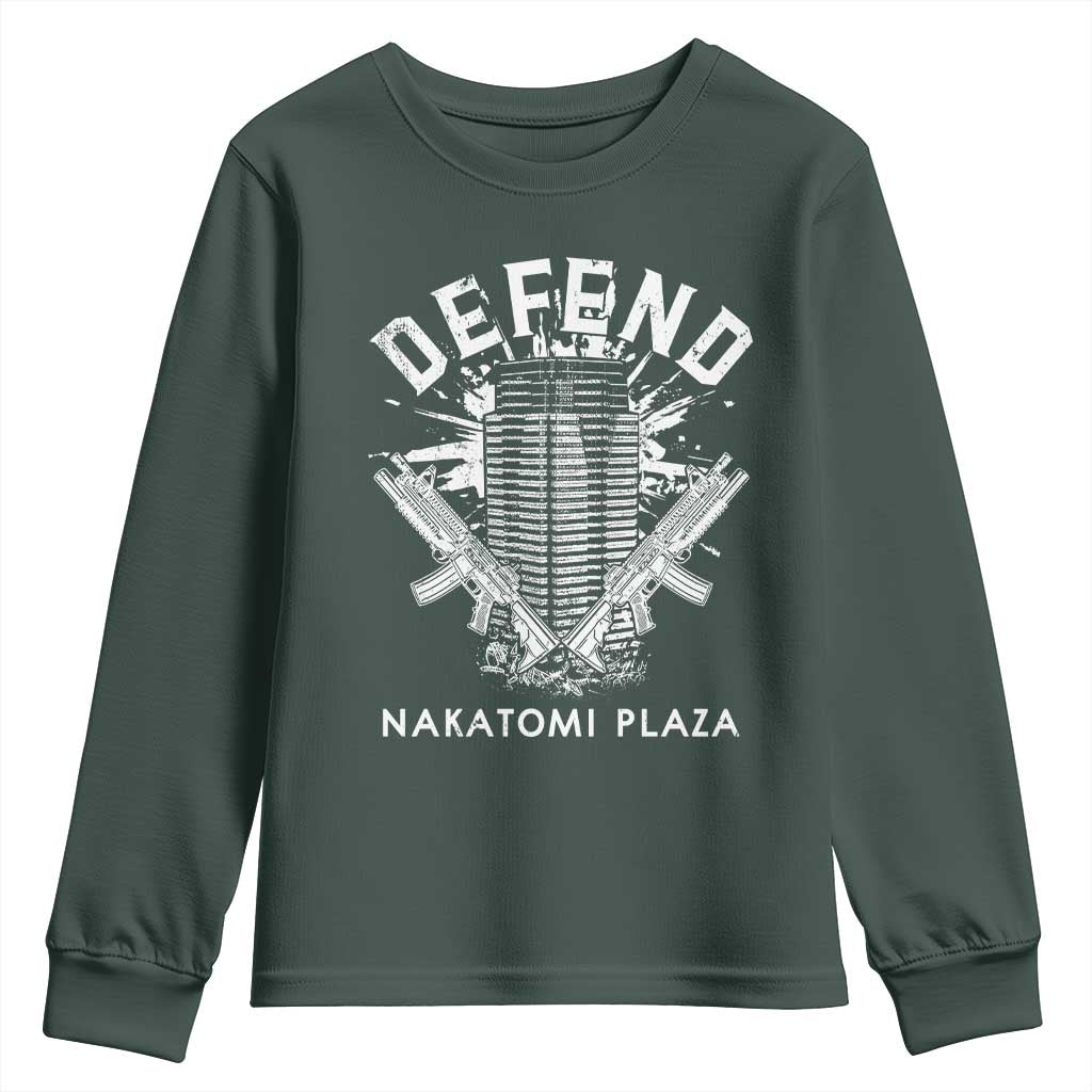 Defend Nakatomi Plaza Funny Christmas Youth Sweatshirt TS09 Dark Forest Green Print Your Wear