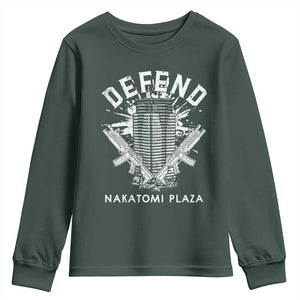 Defend Nakatomi Plaza Funny Christmas Youth Sweatshirt TS09 Dark Forest Green Print Your Wear