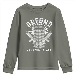 Defend Nakatomi Plaza Funny Christmas Youth Sweatshirt TS09 Military Green Print Your Wear