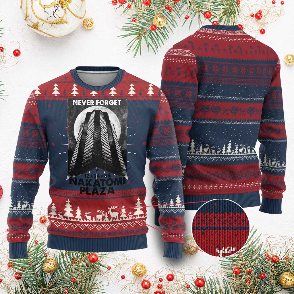 Never Forget Nakatomi Plaza 1988 Ugly Christmas Sweater TS09 Burgundy Print Your Wear