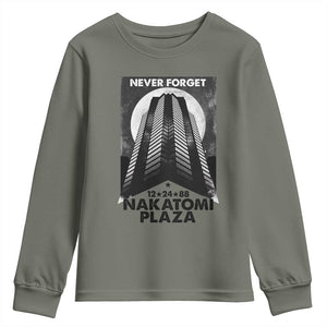 Never Forget Nakatomi Plaza 1988 Youth Sweatshirt TS09 Military Green Print Your Wear
