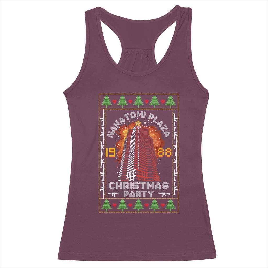 Nakatomi Plaza Christmas Party 1988 Machine Gun Racerback Tank Top TS09 Maroon Print Your Wear