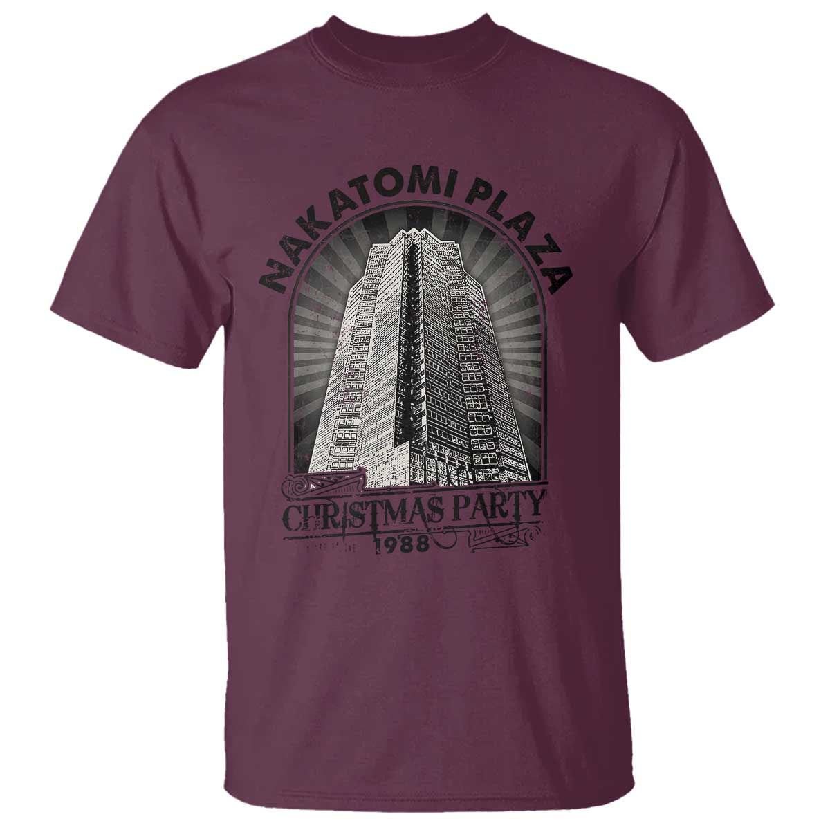 Nakatomi Plaza T Shirt Christmas Party 1988 Retro TS09 Maroon Print Your Wear