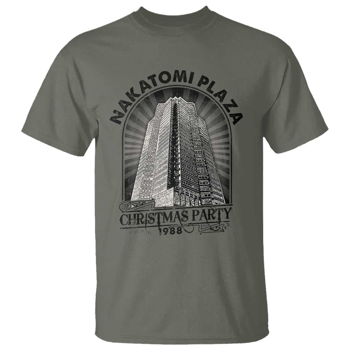 Nakatomi Plaza T Shirt Christmas Party 1988 Retro TS09 Military Green Print Your Wear
