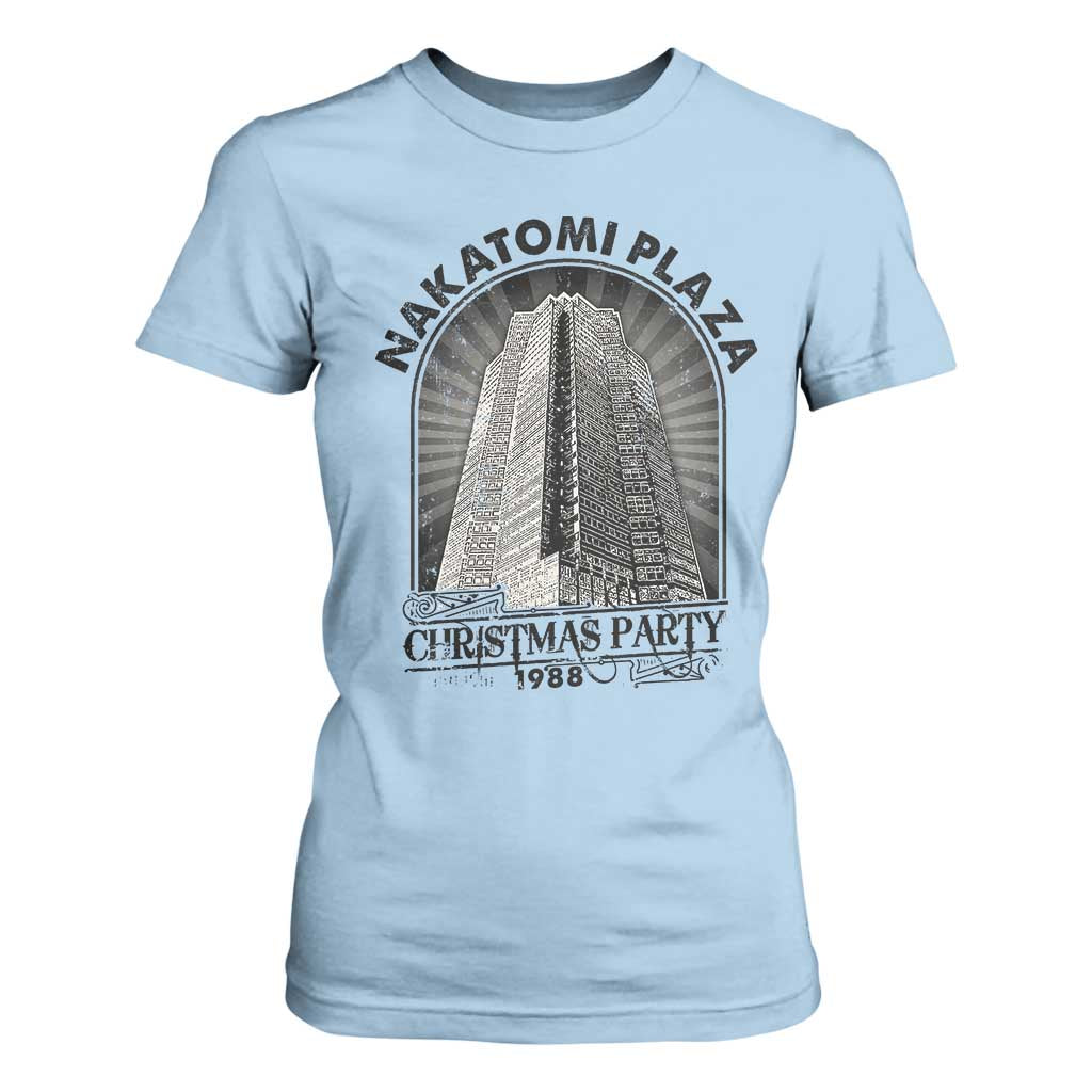 Nakatomi Plaza T Shirt For Women Christmas Party 1988 Retro TS09 Light Blue Print Your Wear