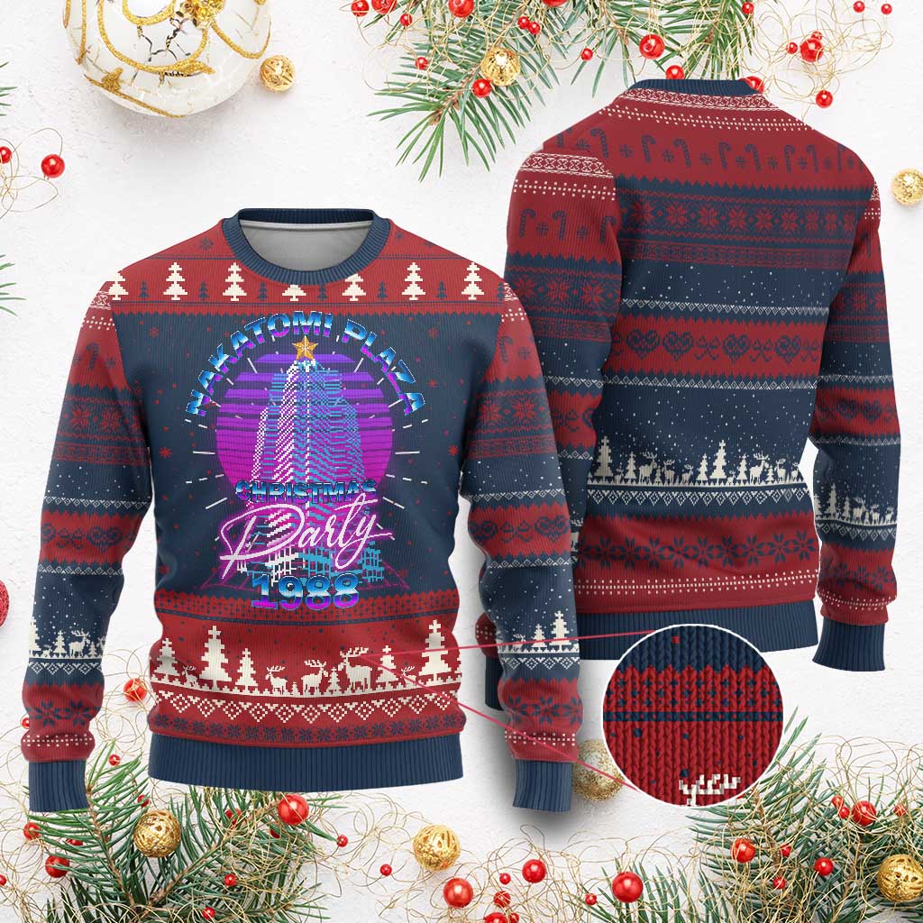 Nakatomi Plaza Christmas Party 1988 Vaporwave Ugly Christmas Sweater TS09 Burgundy Print Your Wear