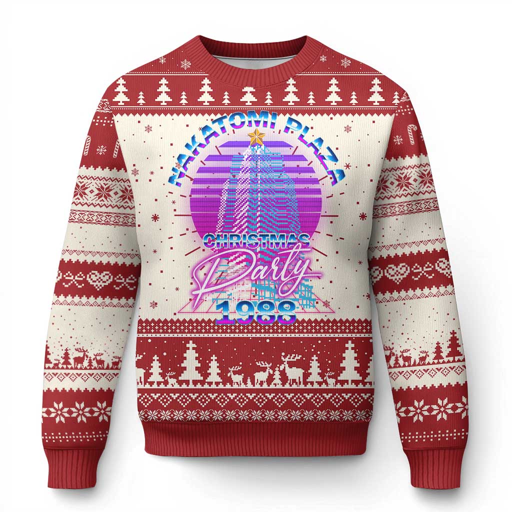Nakatomi Plaza Christmas Party 1988 Vaporwave Ugly Christmas Sweater TS09 Red Print Your Wear