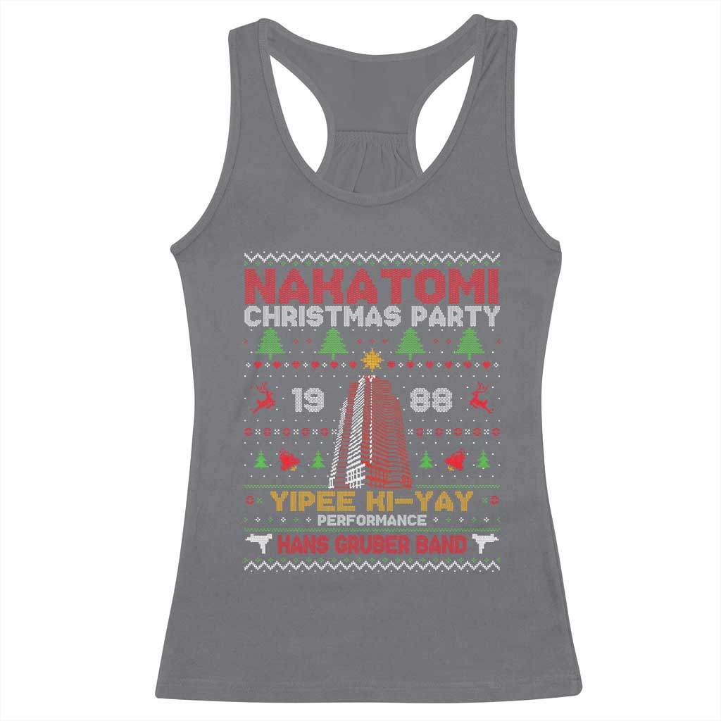 Christmas Nakatomi Racerback Tank Top Yipee Ki-Yay Performance Hans Grubrer Band TS09 Charcoal Print Your Wear
