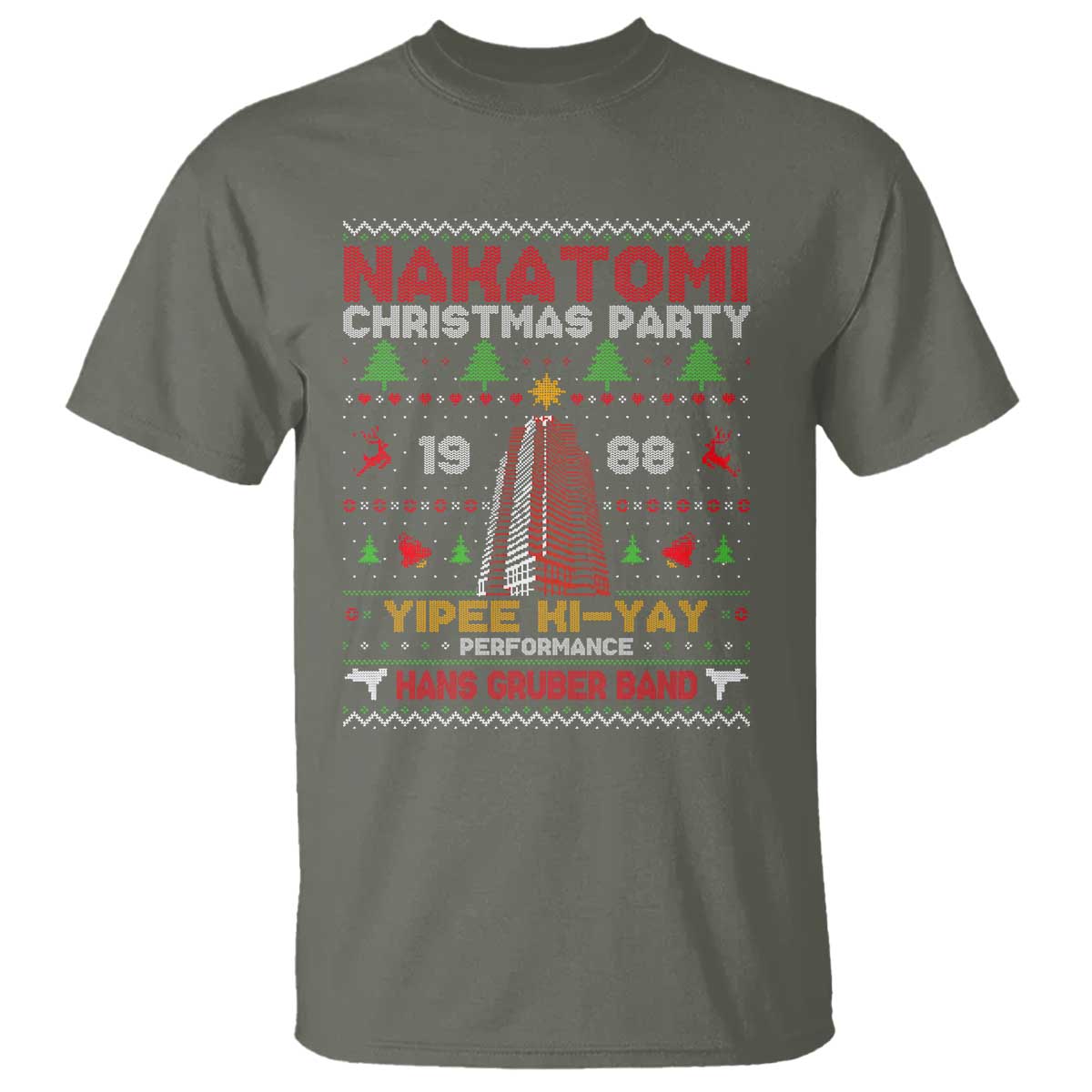 Christmas Nakatomi T Shirt Yipee Ki-Yay Performance Hans Grubrer Band TS09 Military Green Print Your Wear