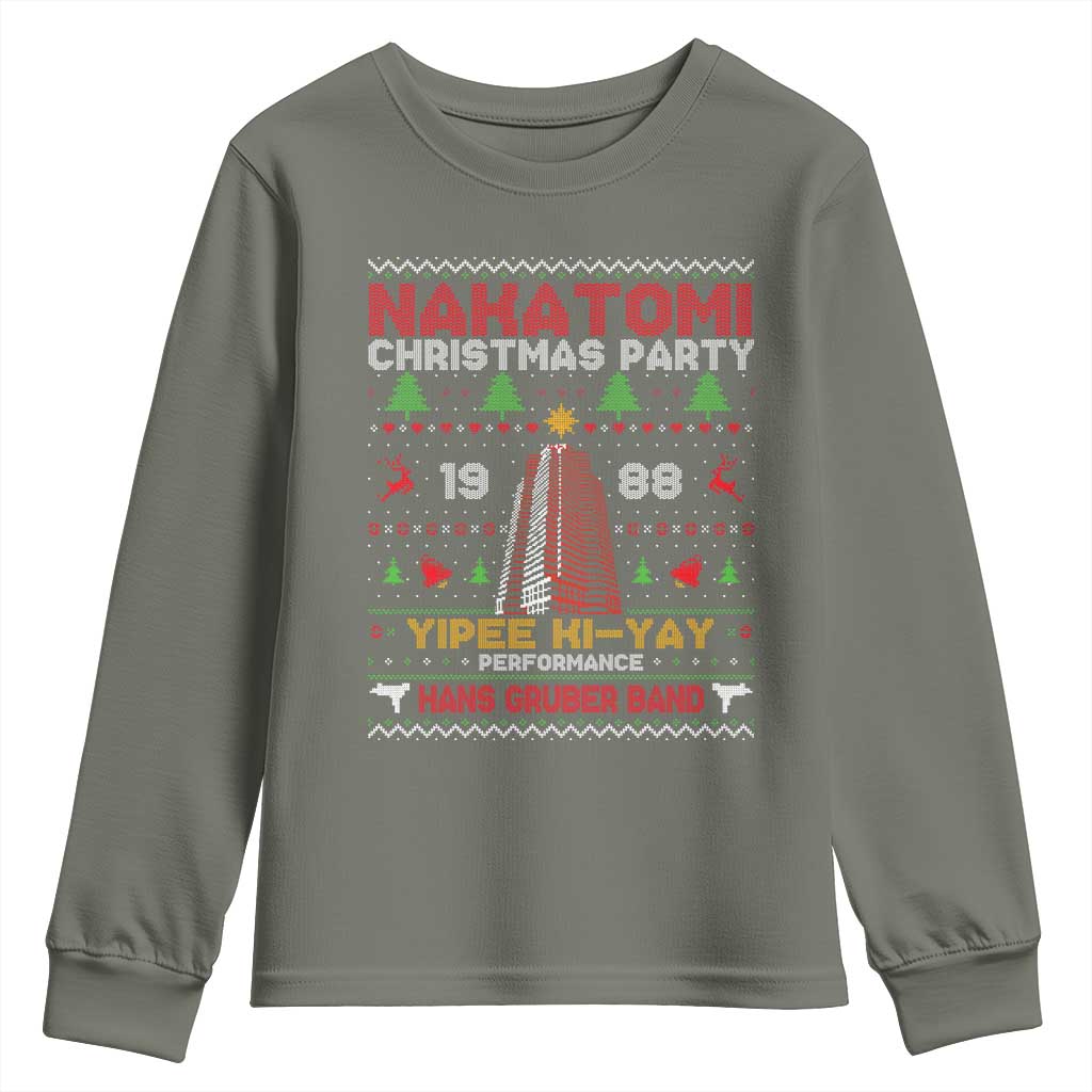 Christmas Nakatomi Youth Sweatshirt Yipee Ki-Yay Performance Hans Grubrer Band TS09 Military Green Print Your Wear