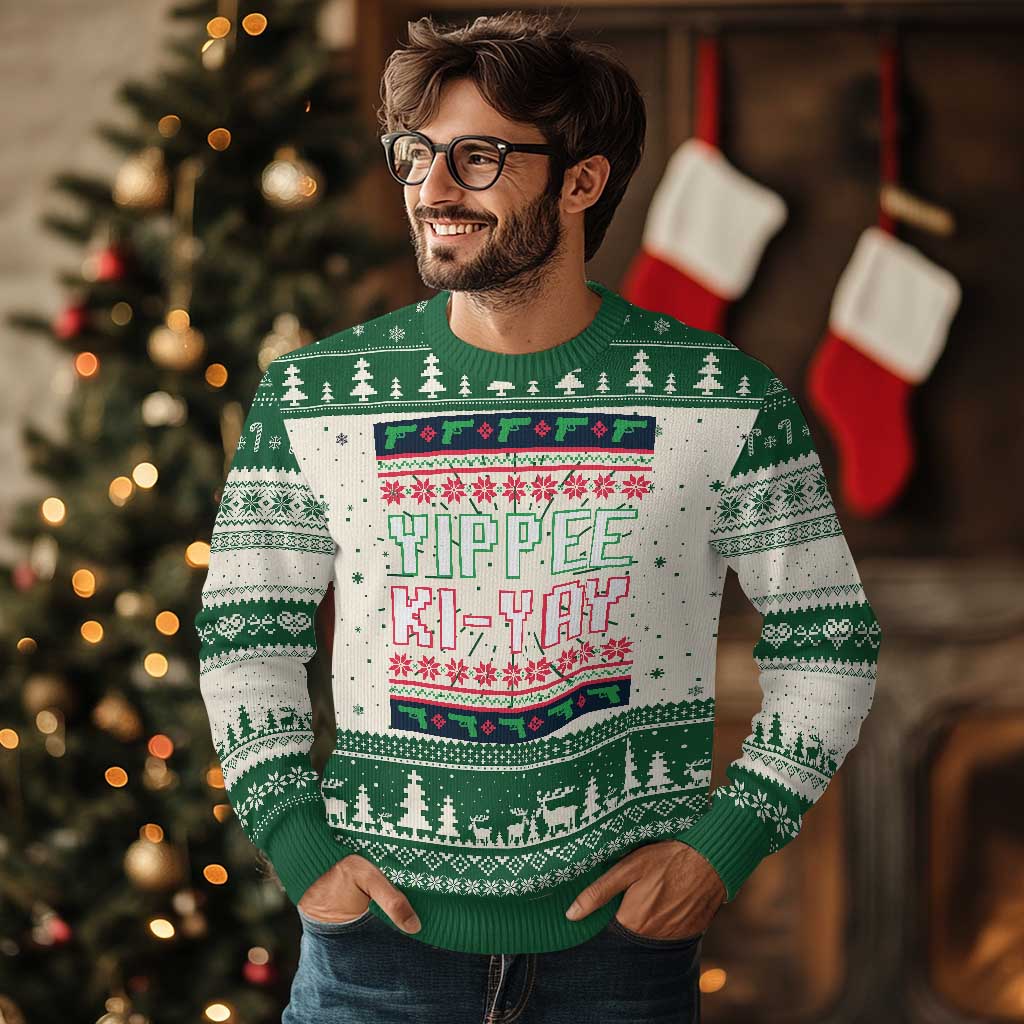 Funny Christmas Nakatomi Plaza Yipee Ki-Yay Ugly Christmas Sweater TS09 Green Print Your Wear