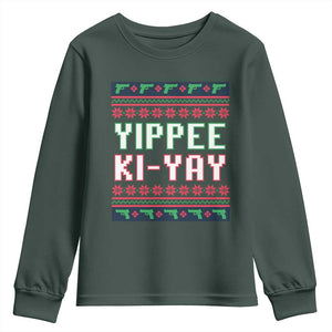 Funny Christmas Nakatomi Plaza Yipee Ki-Yay Youth Sweatshirt TS09 Dark Forest Green Print Your Wear