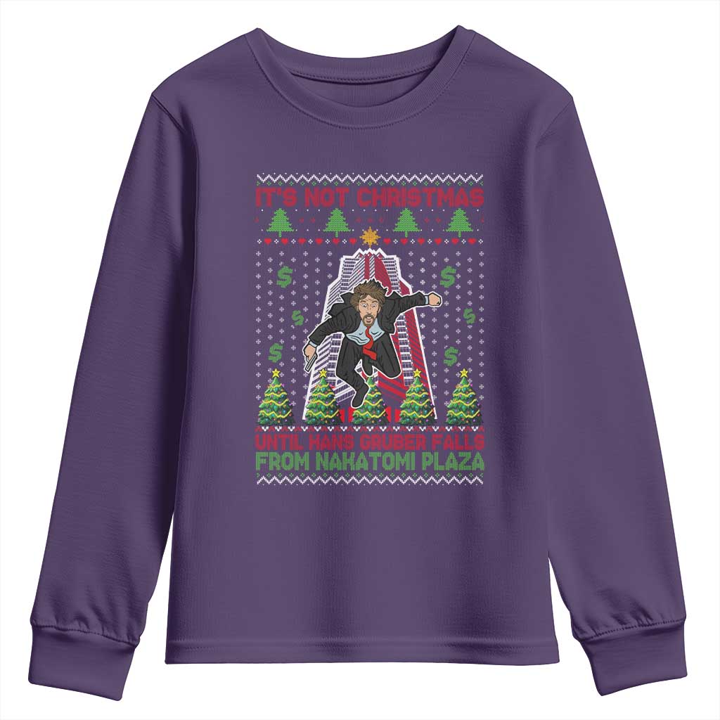 Xmas Nakatomi Plaza Youth Sweatshirt It's Not Christmas Until Hans Gruber Falls TS09 Purple Print Your Wear
