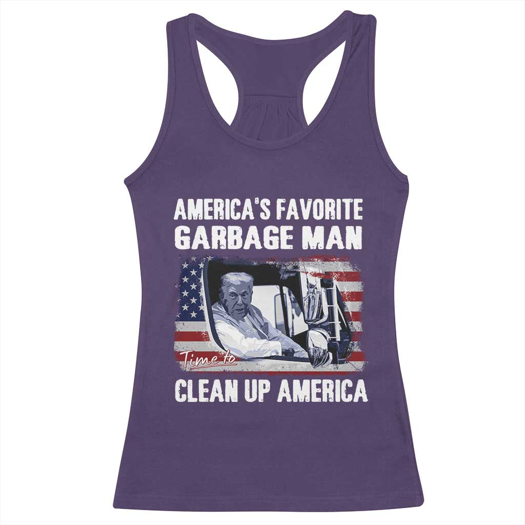 Trump 2024 Racerback Tank Top America's Favorite Garbage Man Time To Clean Up American TS09 Purple Print Your Wear