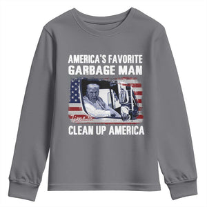 Trump 2024 Youth Sweatshirt America's Favorite Garbage Man Time To Clean Up American TS09 Charcoal Print Your Wear