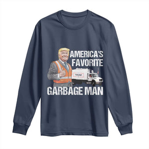 Trump 2024 Long Sleeve Shirt America's Favorite Garbage Man TS09 Navy Print Your Wear