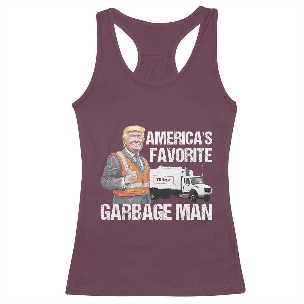 Trump 2024 Racerback Tank Top America's Favorite Garbage Man TS09 Maroon Print Your Wear
