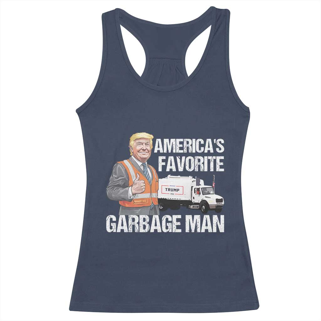 Trump 2024 Racerback Tank Top America's Favorite Garbage Man TS09 Navy Print Your Wear