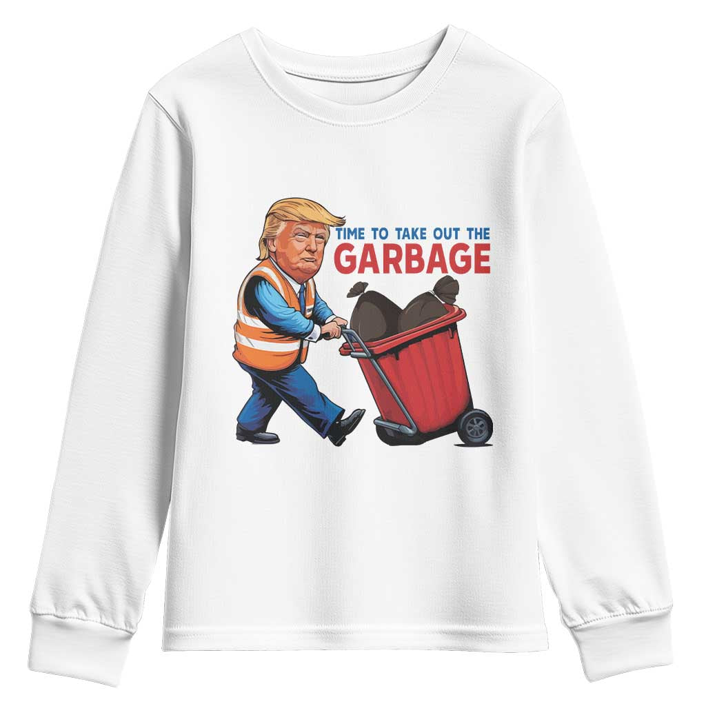 Trump 2024 Youth Sweatshirt Time To Take Out The Garbage TS09 White Print Your Wear