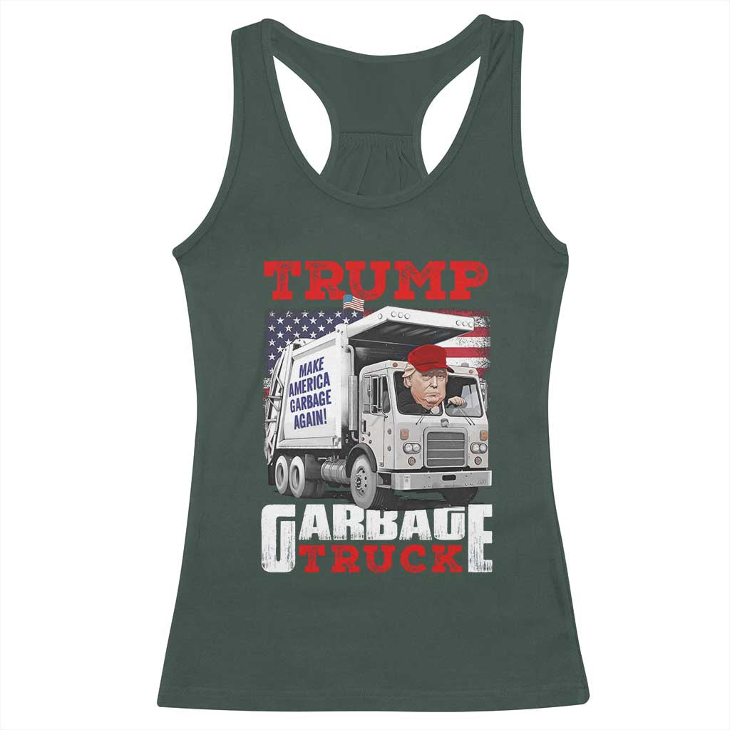 Trump 2024 Racerback Tank Top Trump Garbage Truck TS09 Dark Forest Green Print Your Wear