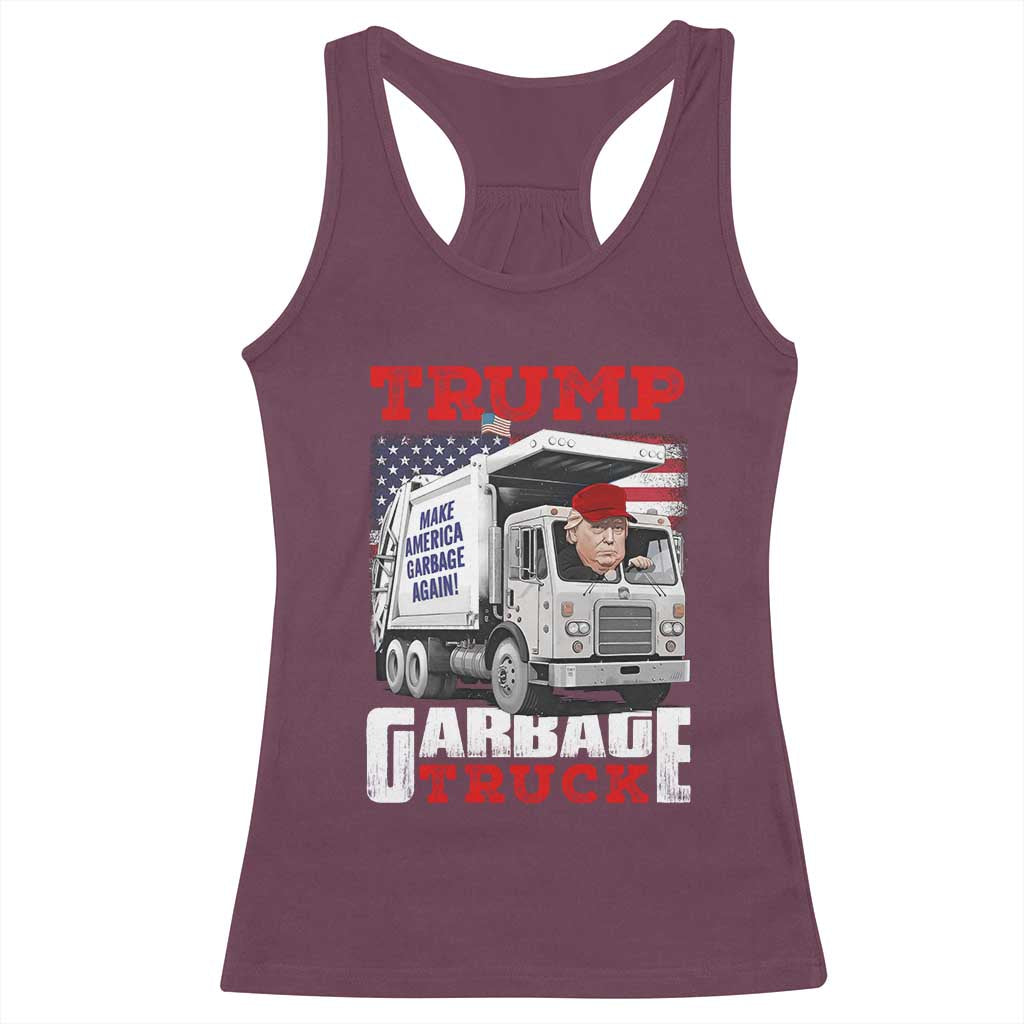 Trump 2024 Racerback Tank Top Trump Garbage Truck TS09 Maroon Print Your Wear