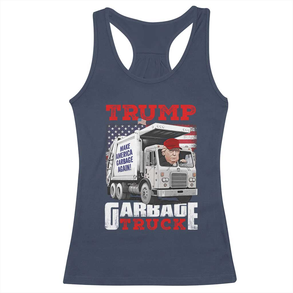 Trump 2024 Racerback Tank Top Trump Garbage Truck TS09 Navy Print Your Wear