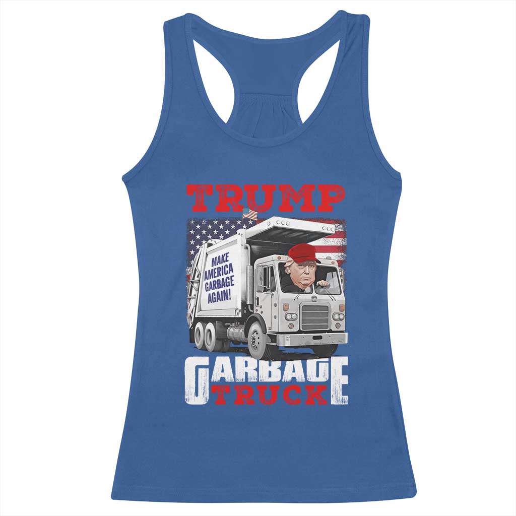 Trump 2024 Racerback Tank Top Trump Garbage Truck TS09 Royal Blue Print Your Wear