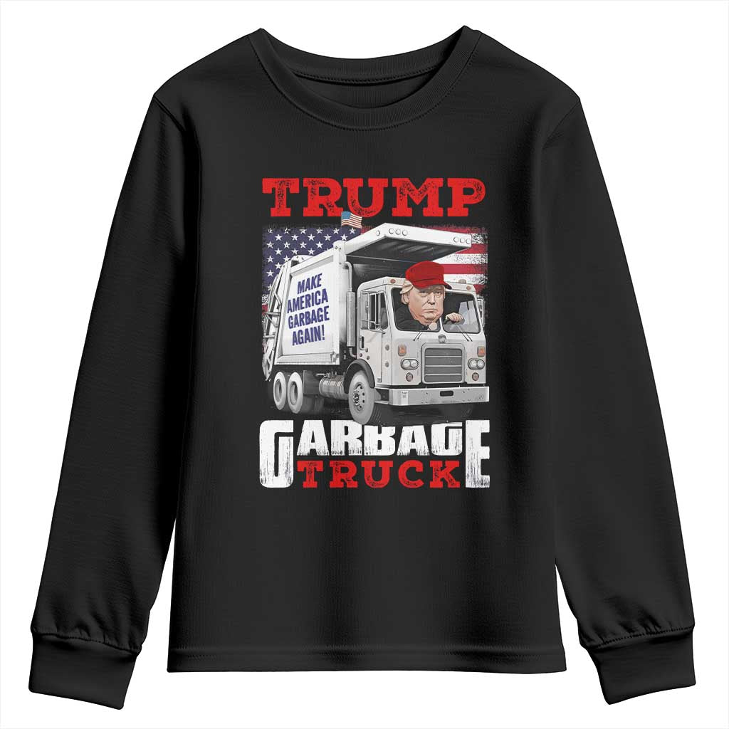 Trump 2024 Youth Sweatshirt Trump Garbage Truck TS09 Black Print Your Wear