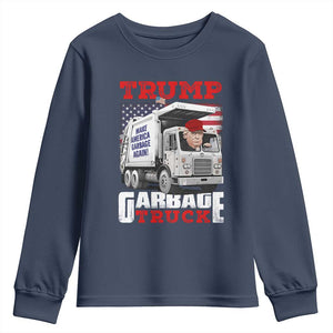 Trump 2024 Youth Sweatshirt Trump Garbage Truck TS09 Navy Print Your Wear