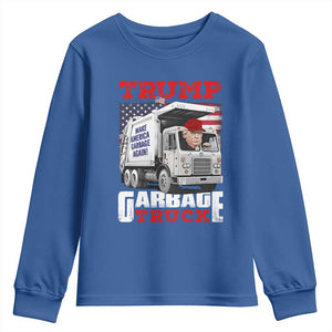 Trump 2024 Youth Sweatshirt Trump Garbage Truck TS09 Royal Blue Print Your Wear