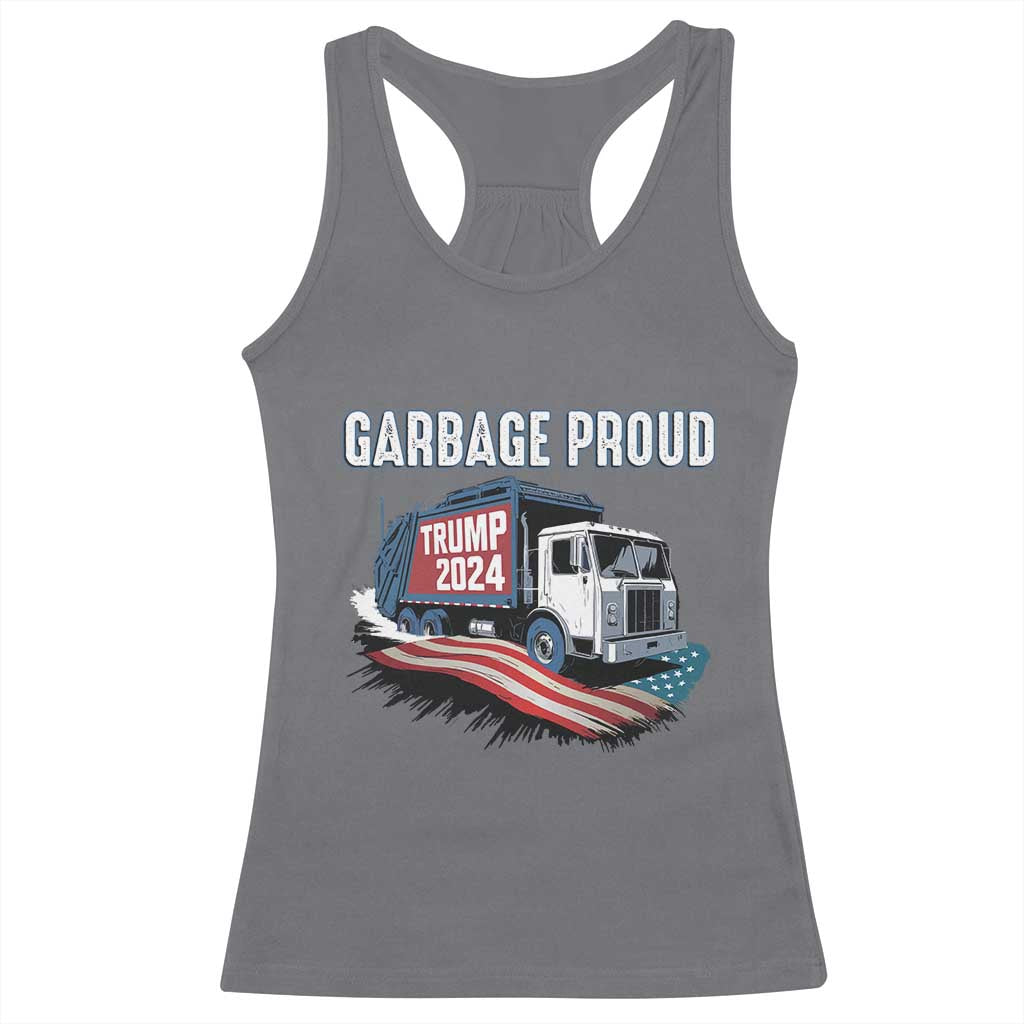 Trump 2024 Racerback Tank Top Garbage Proud Trump Garbage Truck TS09 Charcoal Print Your Wear