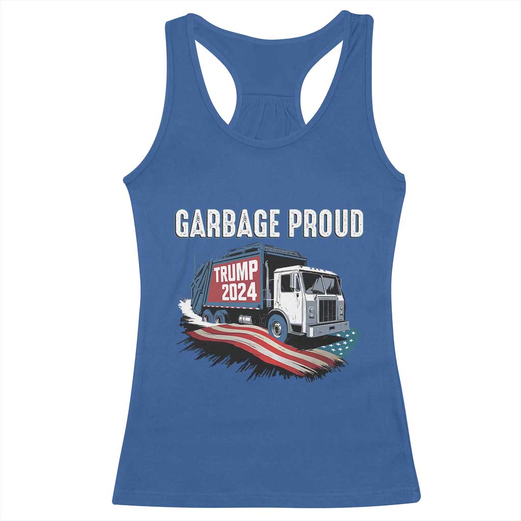 Trump 2024 Racerback Tank Top Garbage Proud Trump Garbage Truck TS09 Royal Blue Print Your Wear