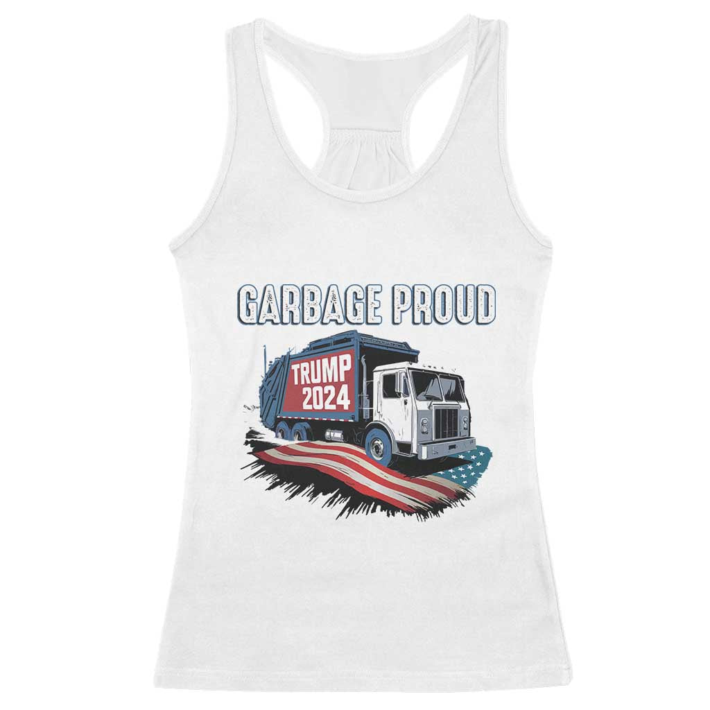 Trump 2024 Racerback Tank Top Garbage Proud Trump Garbage Truck TS09 White Print Your Wear
