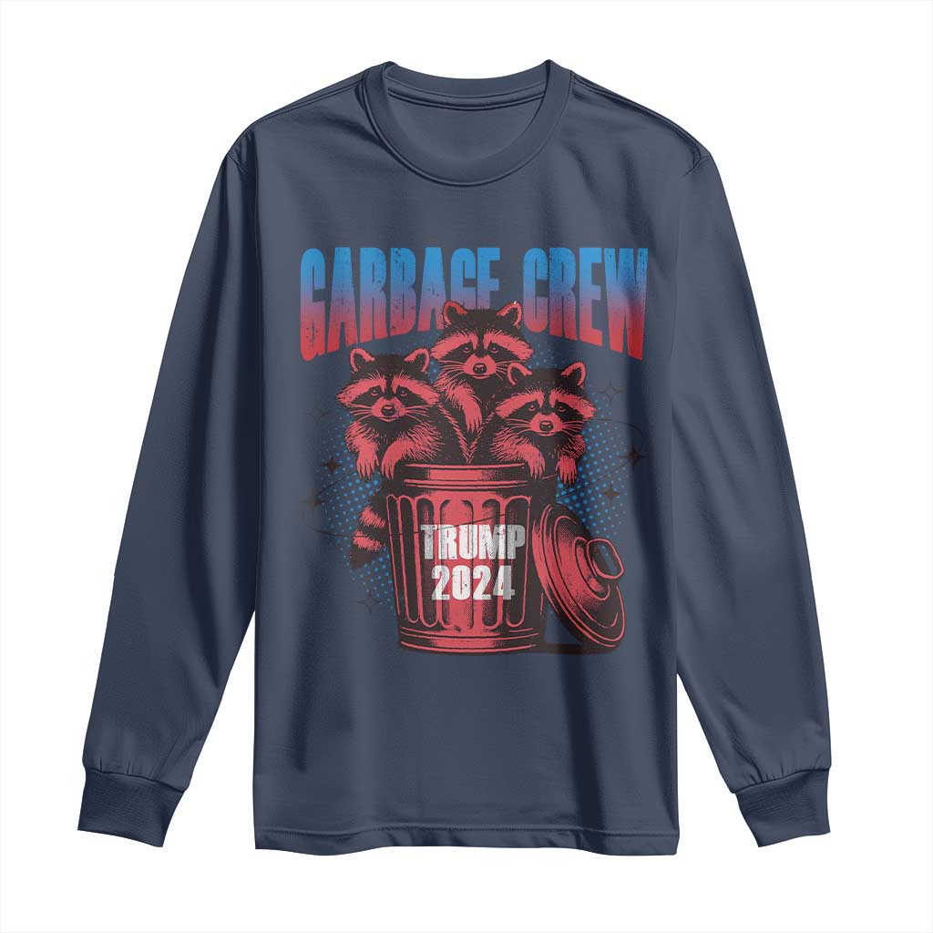 Trump 2024 Long Sleeve Shirt Garbage Crew Raccoon Trump Supporters TS09 Navy Print Your Wear