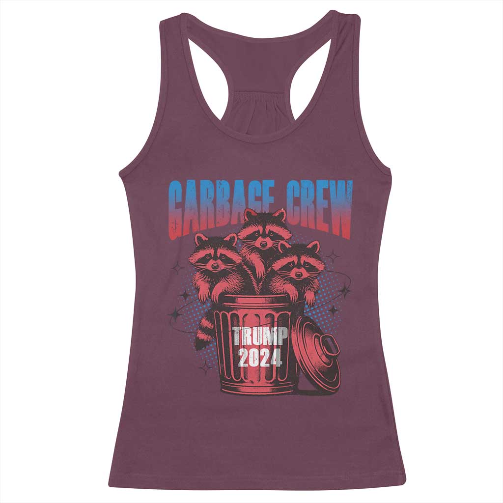 Trump 2024 Racerback Tank Top Garbage Crew Raccoon Trump Supporters TS09 Maroon Print Your Wear