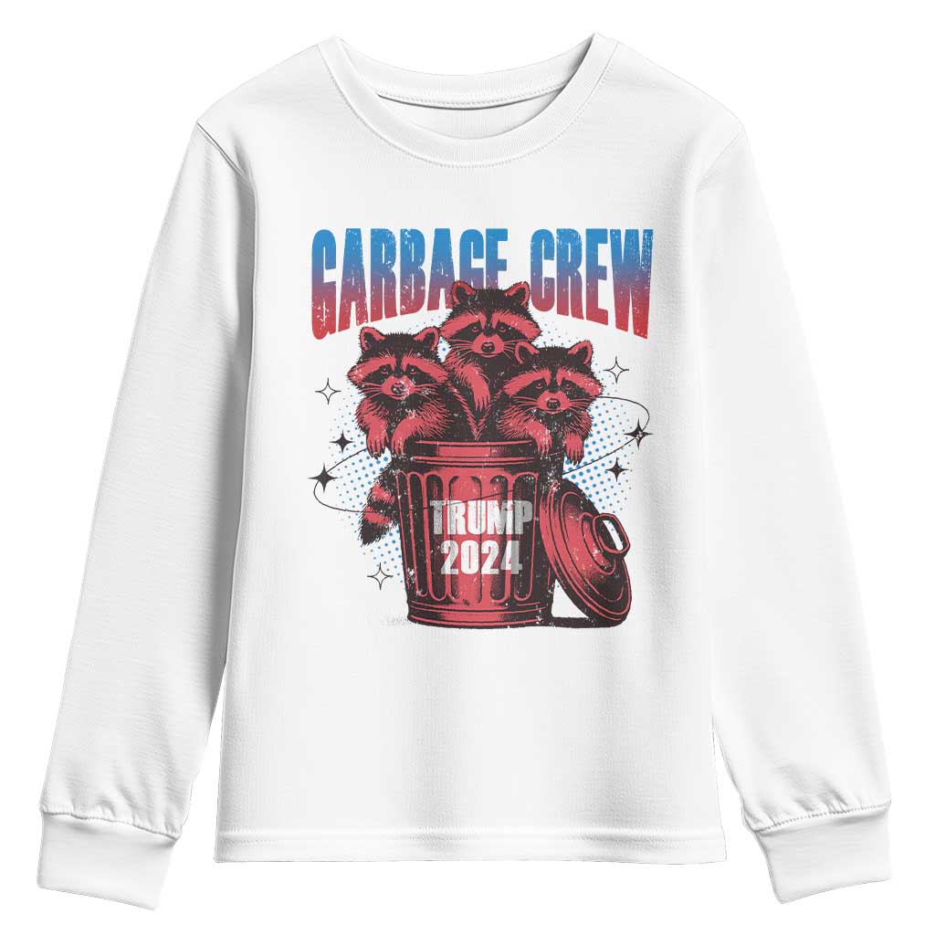 Trump 2024 Youth Sweatshirt Garbage Crew Raccoon Trump Supporters TS09 White Print Your Wear