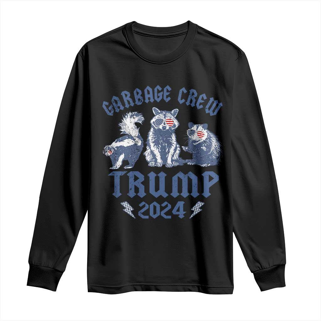Trump 2024 Long Sleeve Shirt Garbage Crew Team Trash Raccoon Opossum Rat TS09 Black Print Your Wear