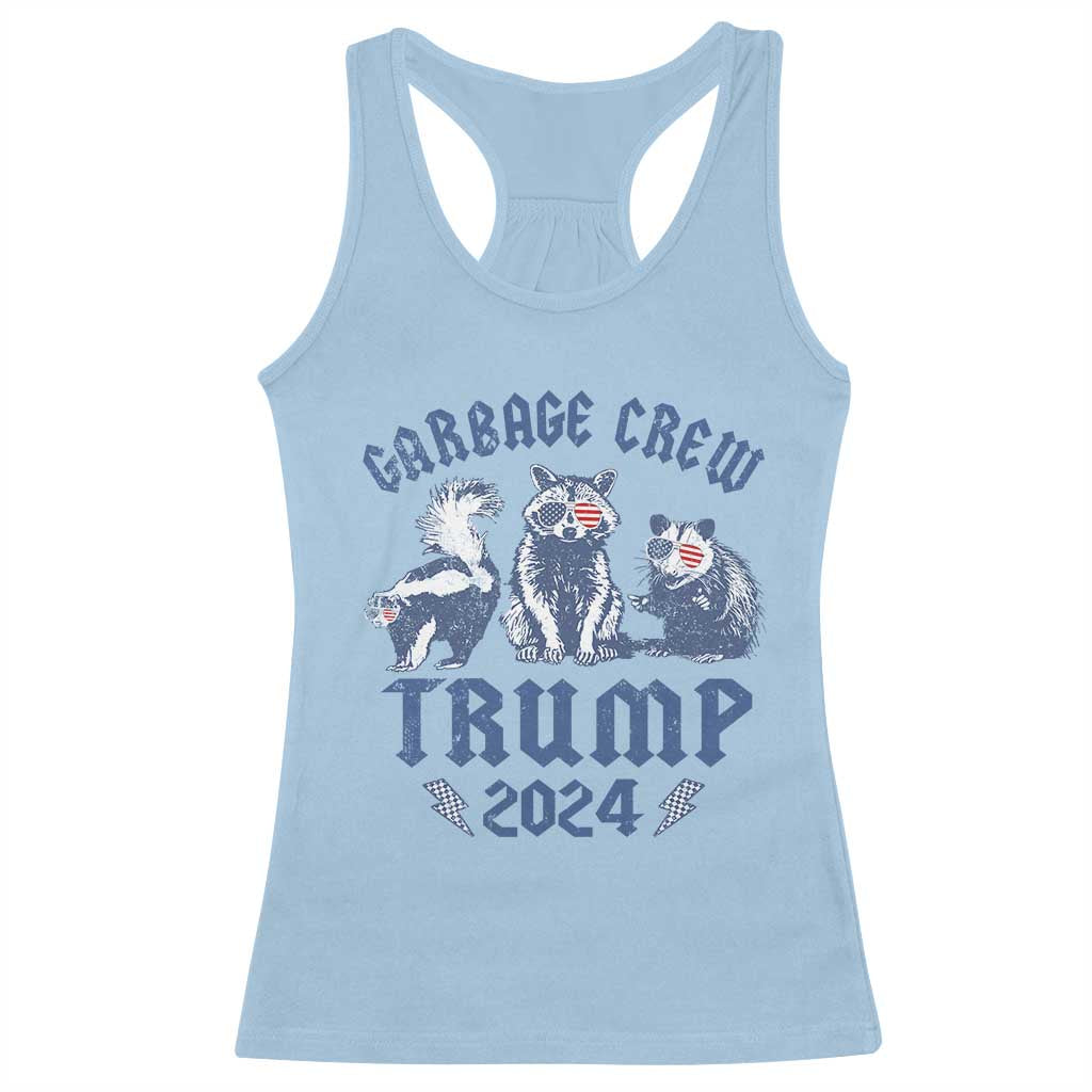 Trump 2024 Racerback Tank Top Garbage Crew Team Trash Raccoon Opossum Rat TS09 Light Blue Print Your Wear