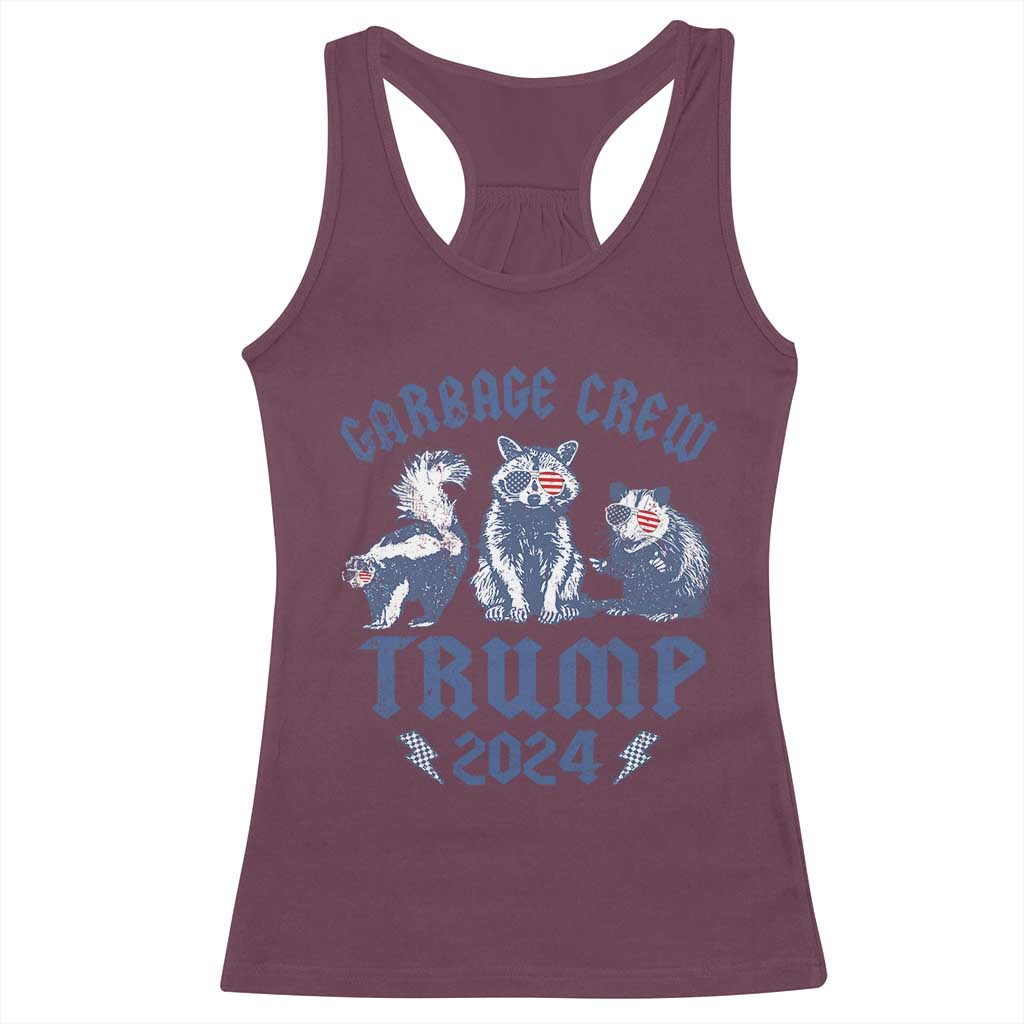 Trump 2024 Racerback Tank Top Garbage Crew Team Trash Raccoon Opossum Rat TS09 Maroon Print Your Wear