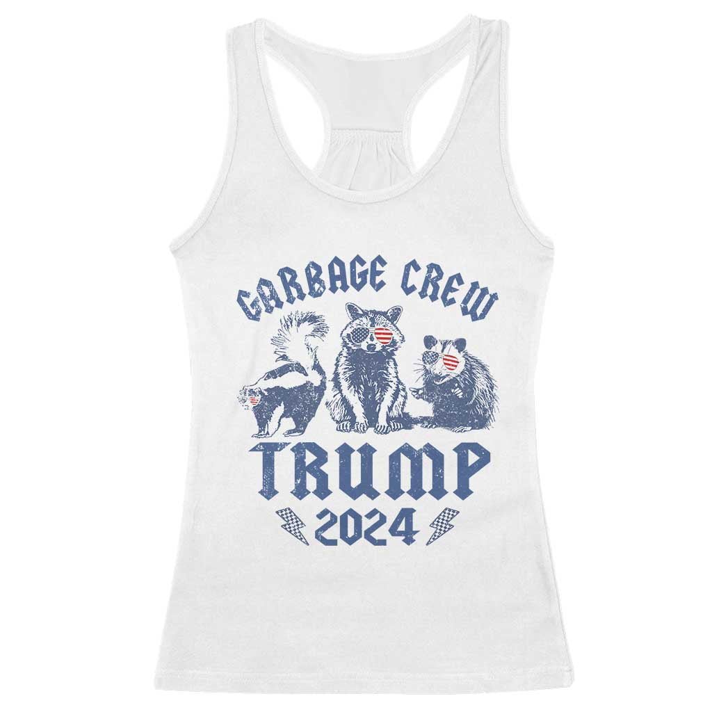 Trump 2024 Racerback Tank Top Garbage Crew Team Trash Raccoon Opossum Rat TS09 White Print Your Wear