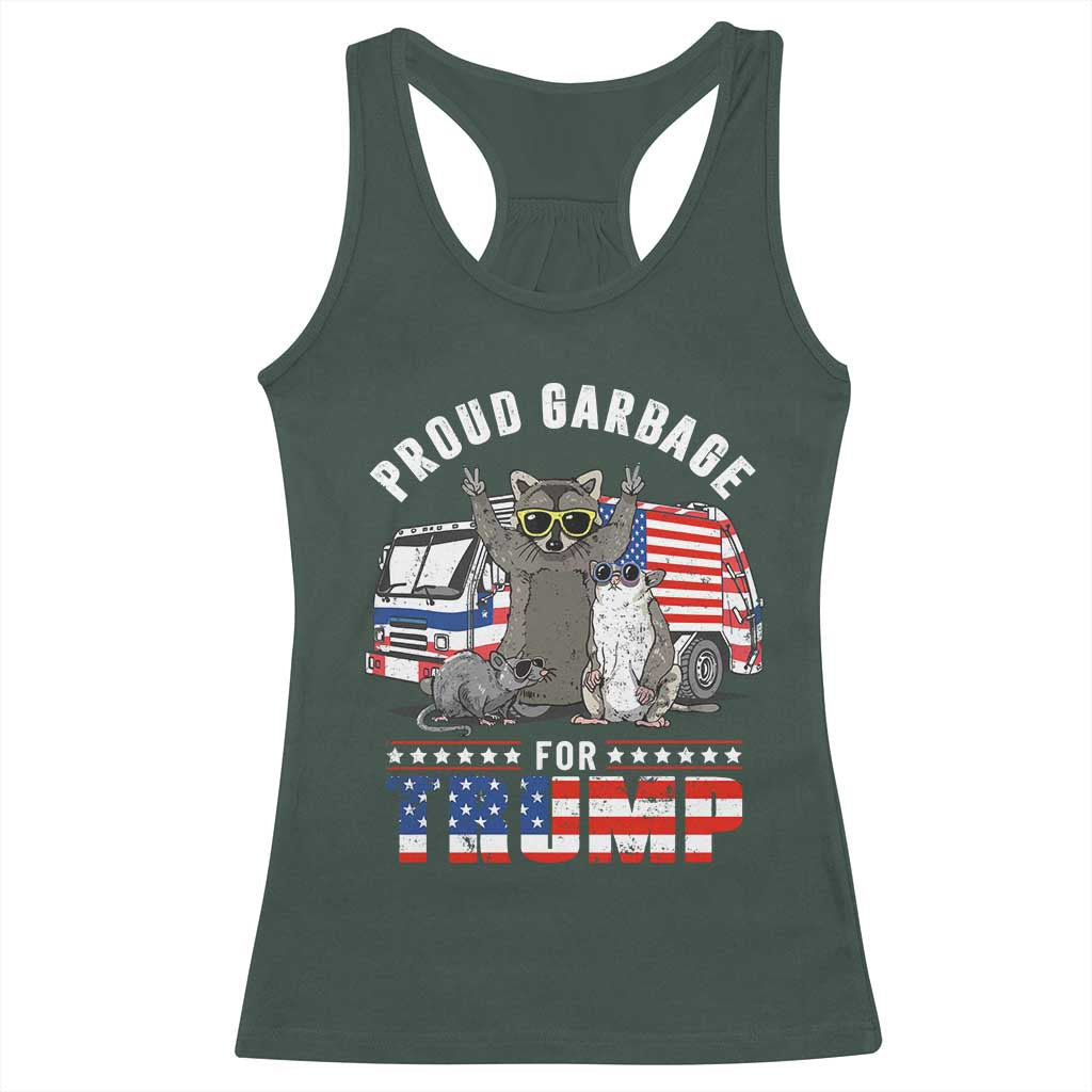 Trump 2024 Racerback Tank Top Proud Garbage For Trump Team Trash TS09 Dark Forest Green Print Your Wear