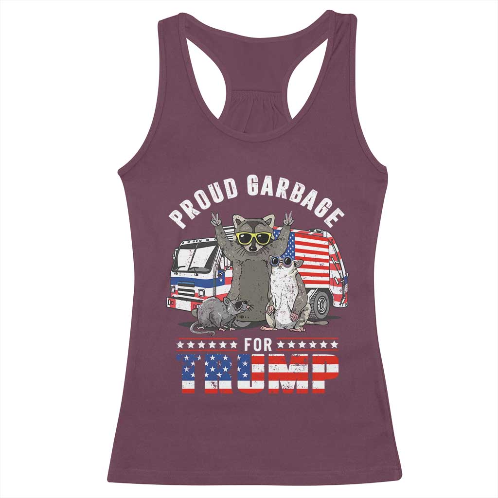 Trump 2024 Racerback Tank Top Proud Garbage For Trump Team Trash TS09 Maroon Print Your Wear