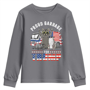 Trump 2024 Youth Sweatshirt Proud Garbage For Trump Team Trash TS09 Charcoal Print Your Wear