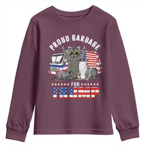 Trump 2024 Youth Sweatshirt Proud Garbage For Trump Team Trash TS09 Maroon Print Your Wear