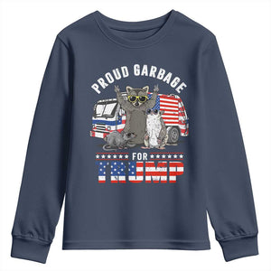 Trump 2024 Youth Sweatshirt Proud Garbage For Trump Team Trash TS09 Navy Print Your Wear