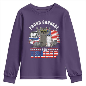 Trump 2024 Youth Sweatshirt Proud Garbage For Trump Team Trash TS09 Purple Print Your Wear